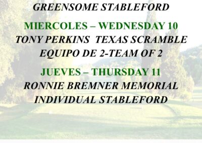 GOLF WEEK – FROM TUESDAY 9th TO THURSDAY 11th MAY