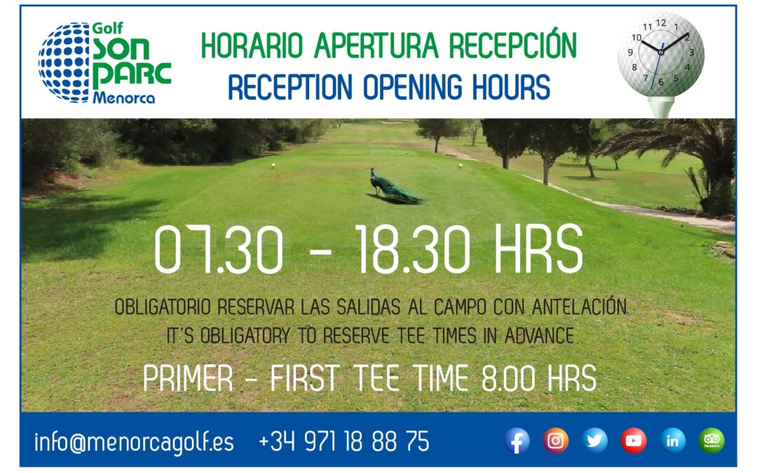 HORARIO DE APERTURA RECEPCIÓN